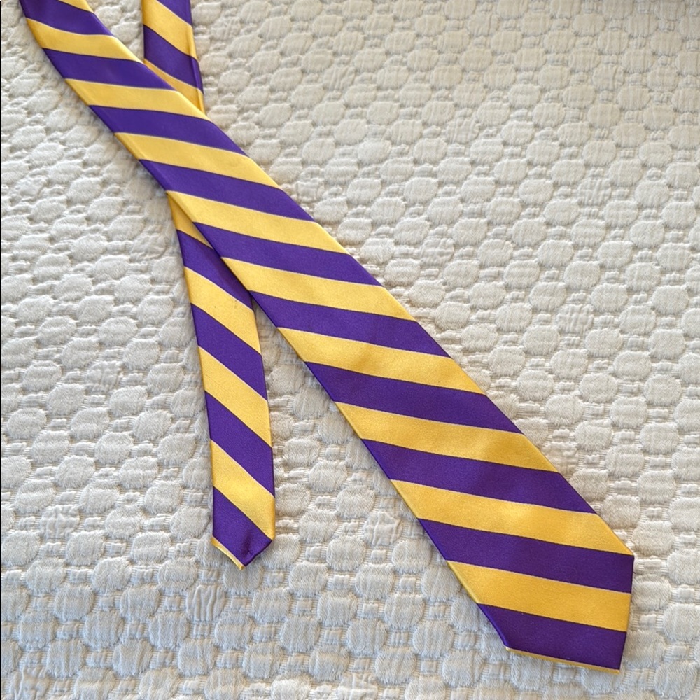 Manzini Purple and Gold Striped Silk Necktie